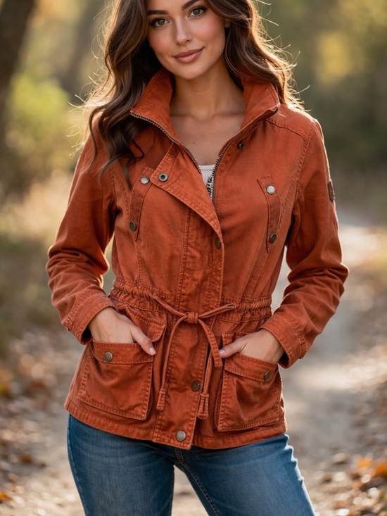 Hollister Jackets & Blazers - Hollister Burnt Orange Utility Jacket - Small - Rust Military Cargo Coat